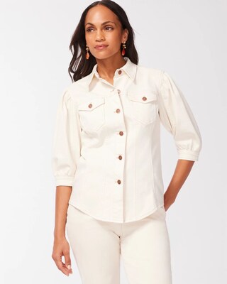 Short Sleeve White Denim Jacket