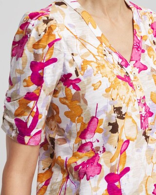 Floral Slub Split Neck Henley Tee click to view larger image.