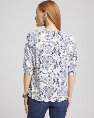 Snakeskin Print Crinkle Elbow Sleeve Tee click to view larger image.