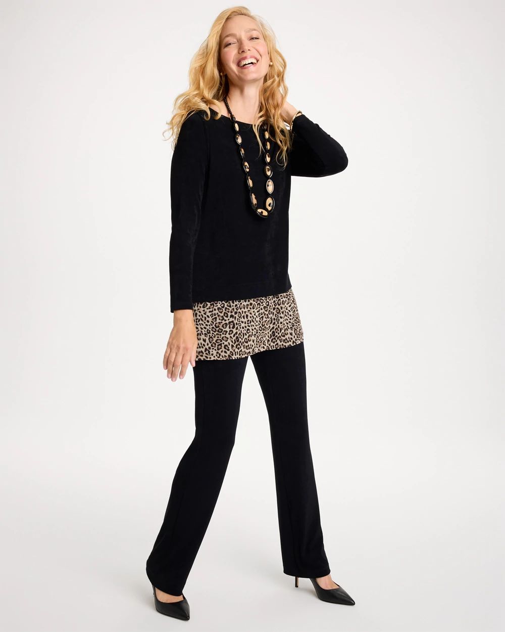 Travelers™ Leopard Chiffon-Hem Tunic click to view larger image.