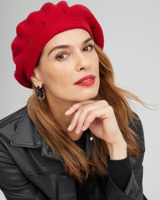 Cashmere Blend Rhinestone Beret