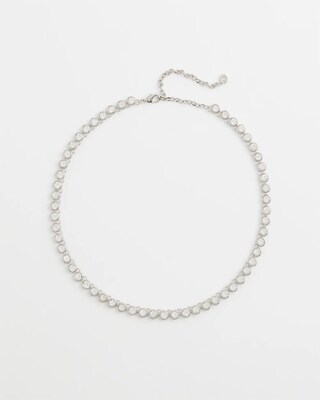 Silvertone Tennis Necklace click to view larger image.