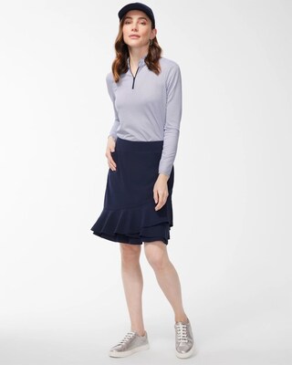 Zenergy UPF Stripe Ruffle Neck Mock Zip
