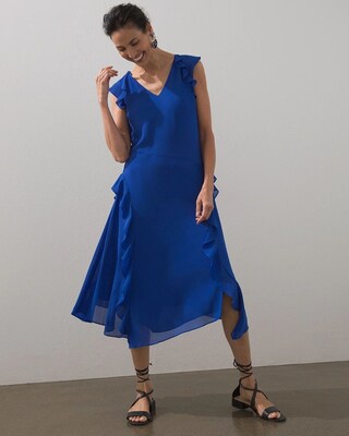 Chiffon Ruffle Midi Dress