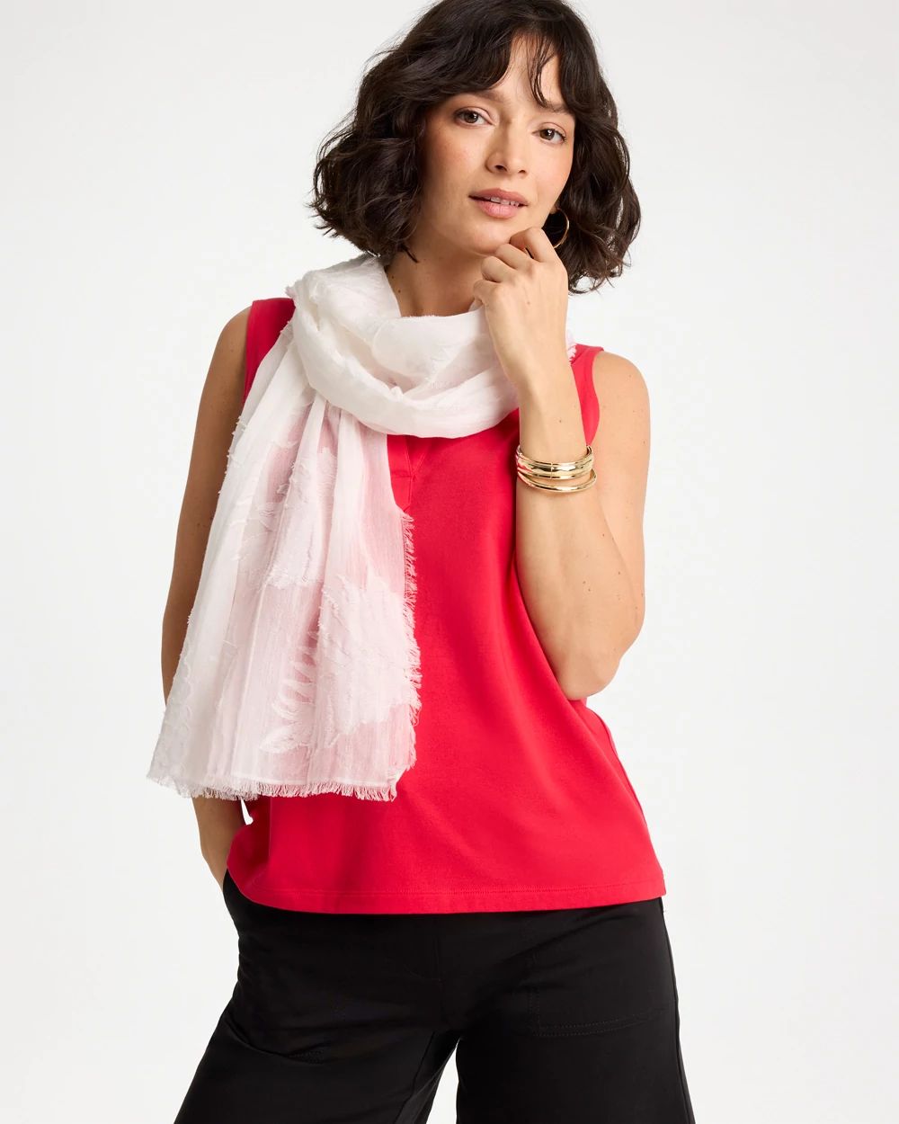 Textured Palms Oblong Scarf