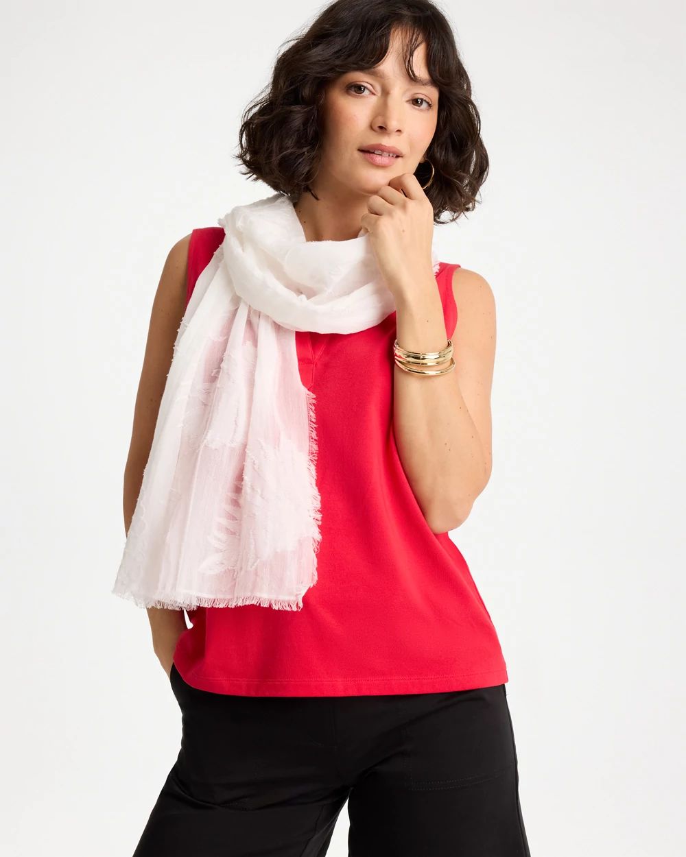 Textured Palms Oblong Scarf