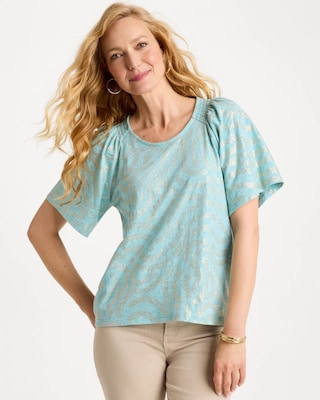 Cotton Foiled Shirred Tee