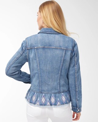 Embroidered Peplum Denim Jacket