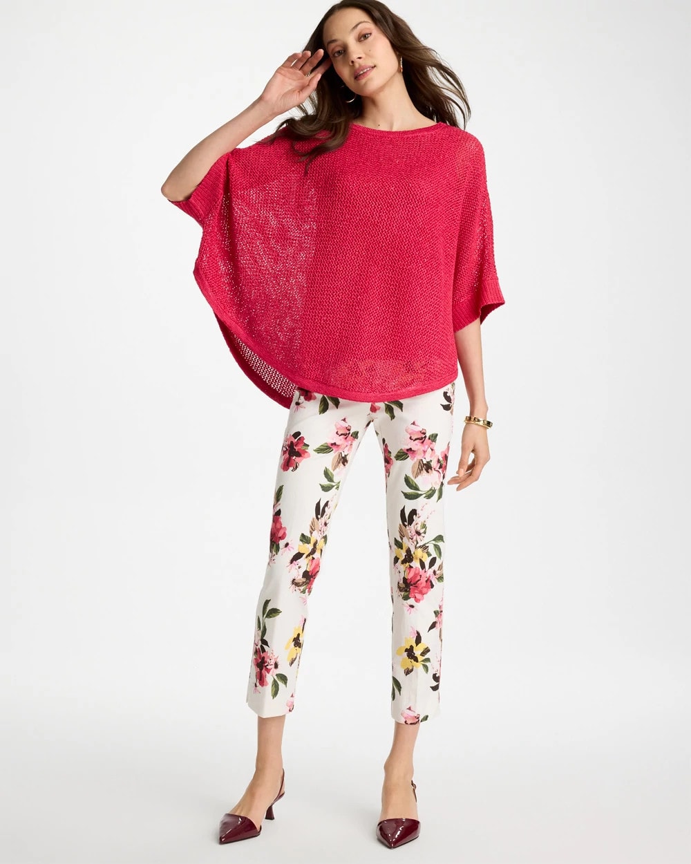 Sequin Boatneck Rounded Hem Poncho