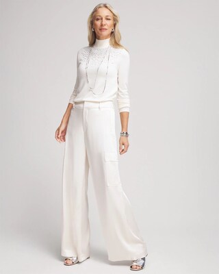 Satin Wide Leg Cargo Pants click to view larger image.