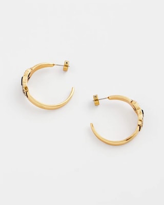 Black & Goldtone Hoop Earrings click to view larger image.