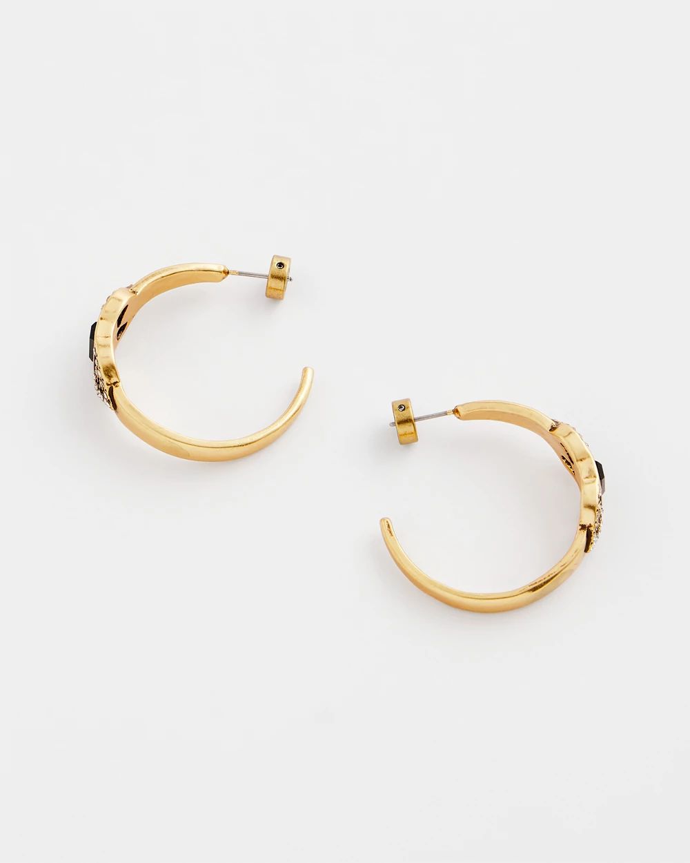 Black & Goldtone Hoop Earrings