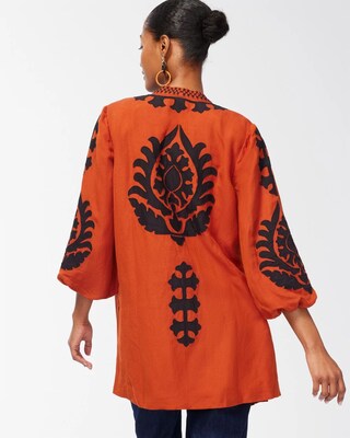 Linen Blend Applique Jacket