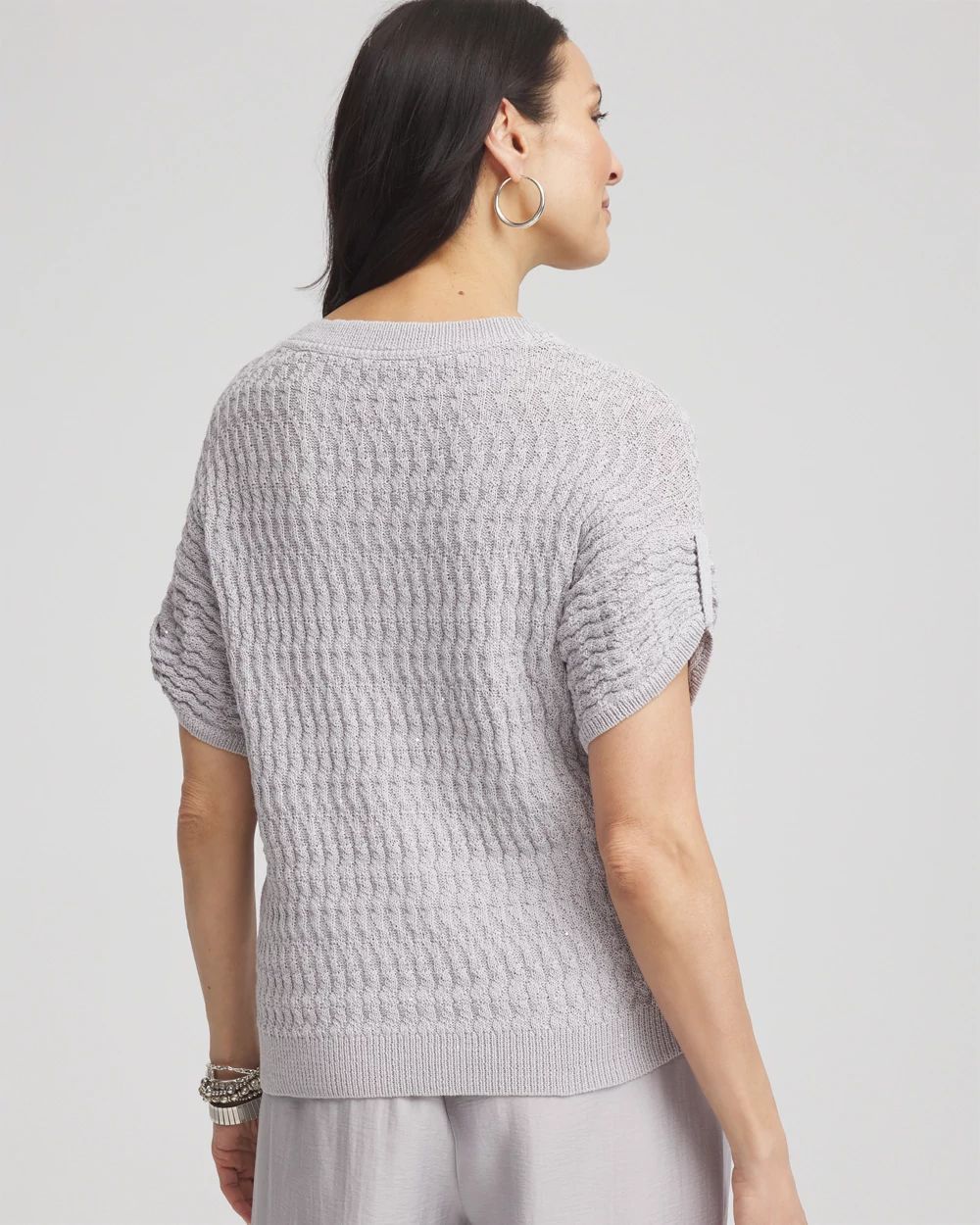 Sequin V-Neck Pullover Sweater
