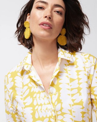 No Iron Stretch 3/4 Sleeve Floral Shirt