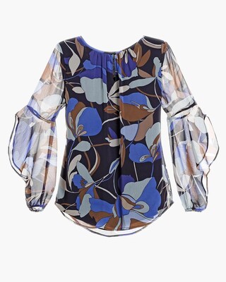 Floral Flutter-Sleeve Top