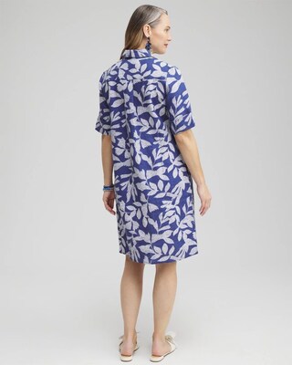 Linen Leaf Print Popover Dress click to view larger image.