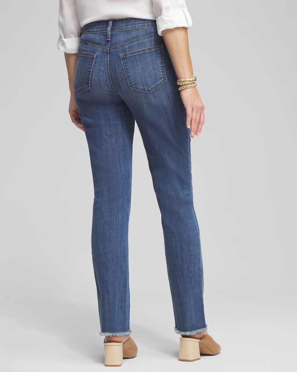 Girlfriend Fray Hem Jeans click to view larger image.