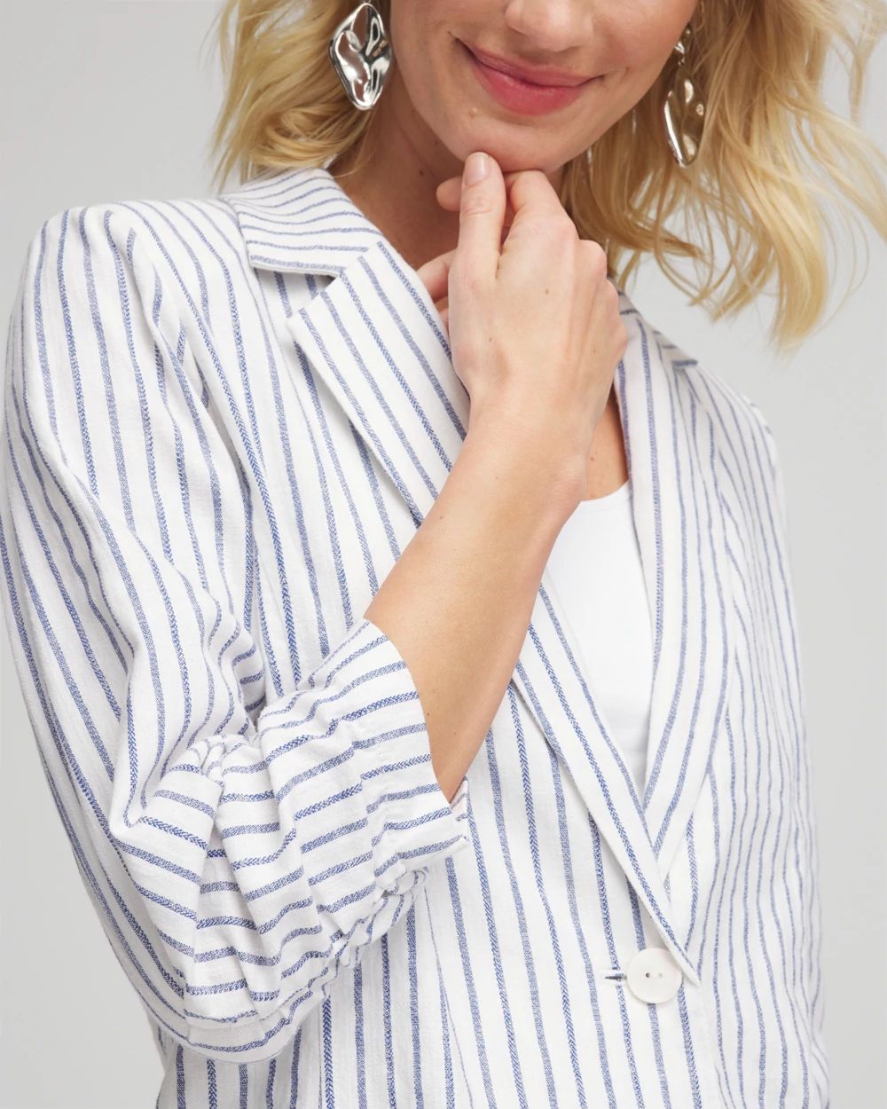 Striped Linen Stretch Blazer