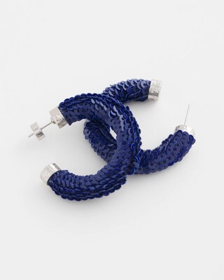 No Droop™ Navy Sequin Huggie Earrings