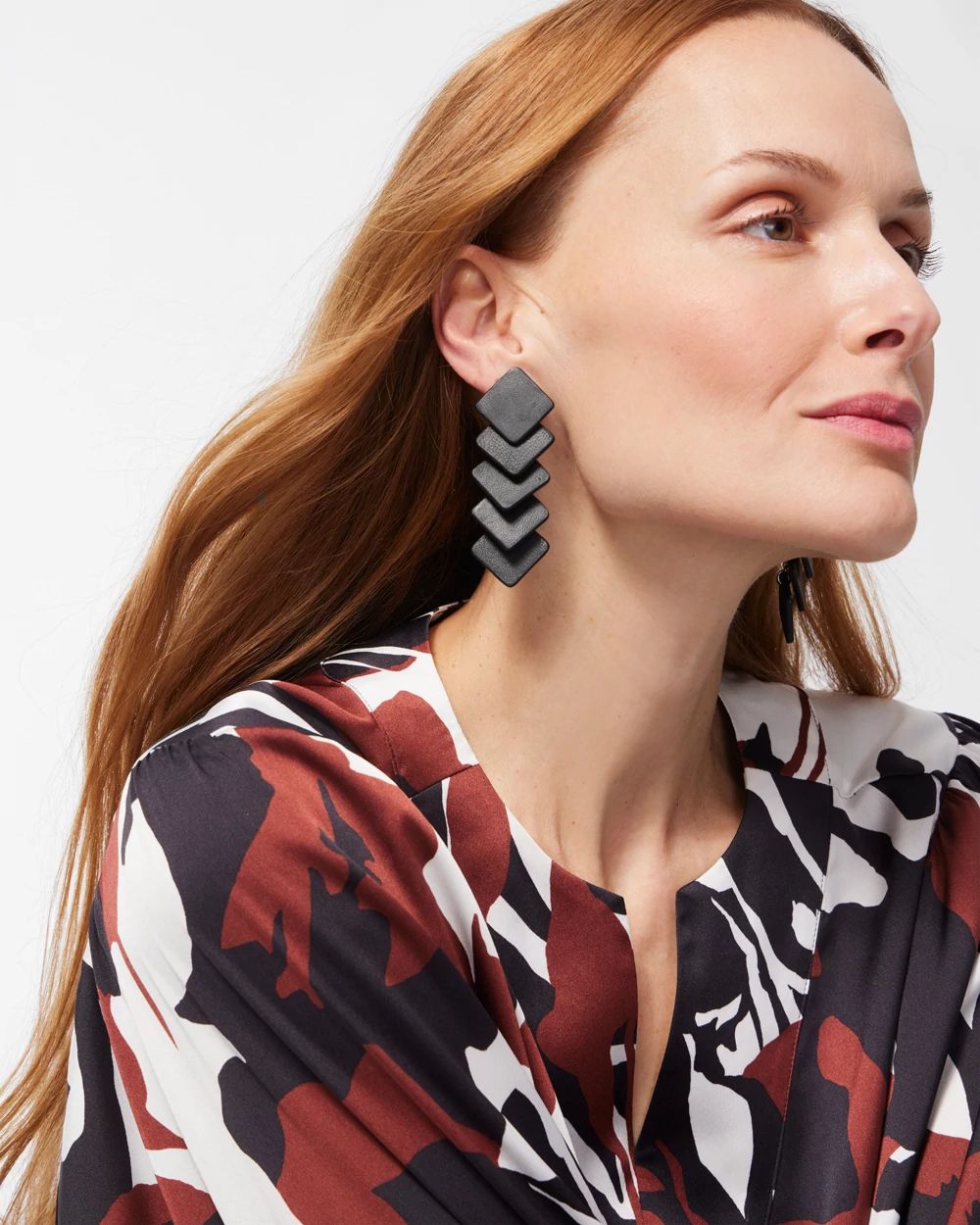 Black Leather Linear Earrings