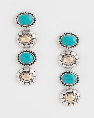 Turquoise Mixed Metal Linear Earrings