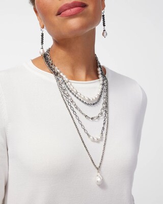 Faux Pearl Convertible Necklace