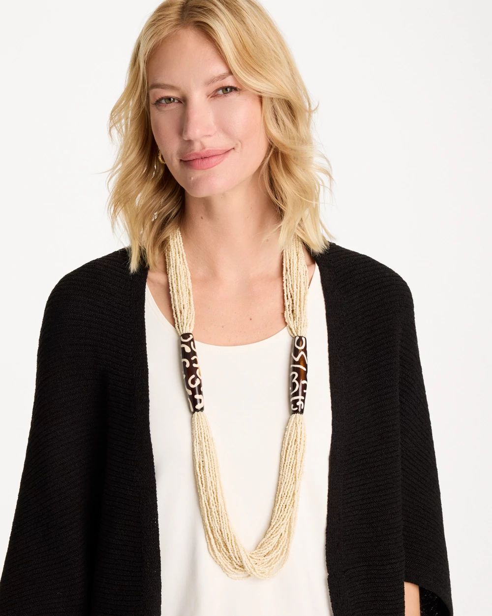 Neutral Beaded Animal Print Necklace click to view larger image.