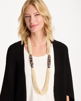 Neutral Beaded Animal Print Necklace click to view larger image.