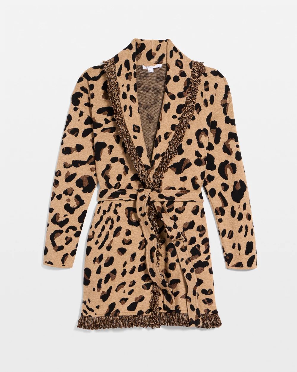 Prestige Animal Fringed Belted Cardigan click to view larger image.