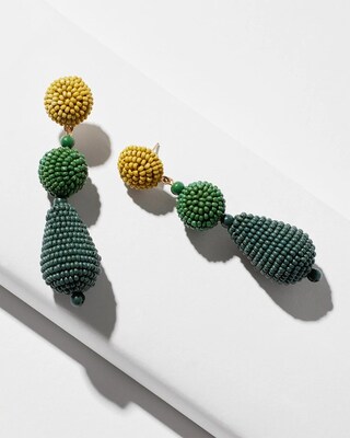 Green Seed Bead Earrings