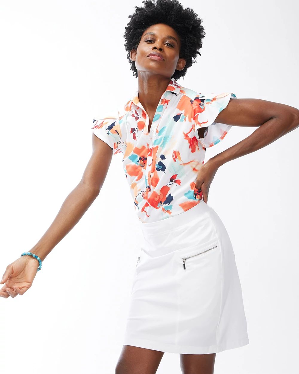 Zenergy Floral Flutter Sleeve Top