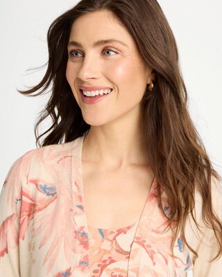 Ella Long-Sleeve Placed Print Cardigan click to view larger image.