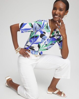 Floral Notch Neck Tee