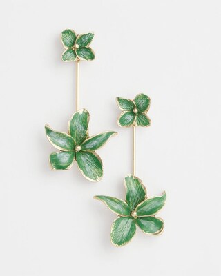 Green Flower Drop Earrings