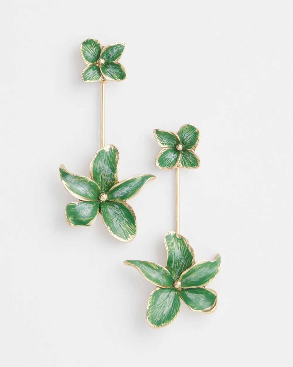Green Flower Drop Earrings