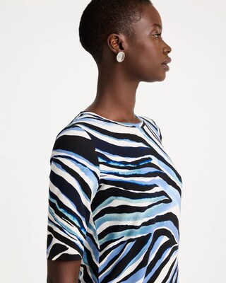 Touch of Cool™ Zebra Animal Print Elbow Sleeve Tee click to view larger image.