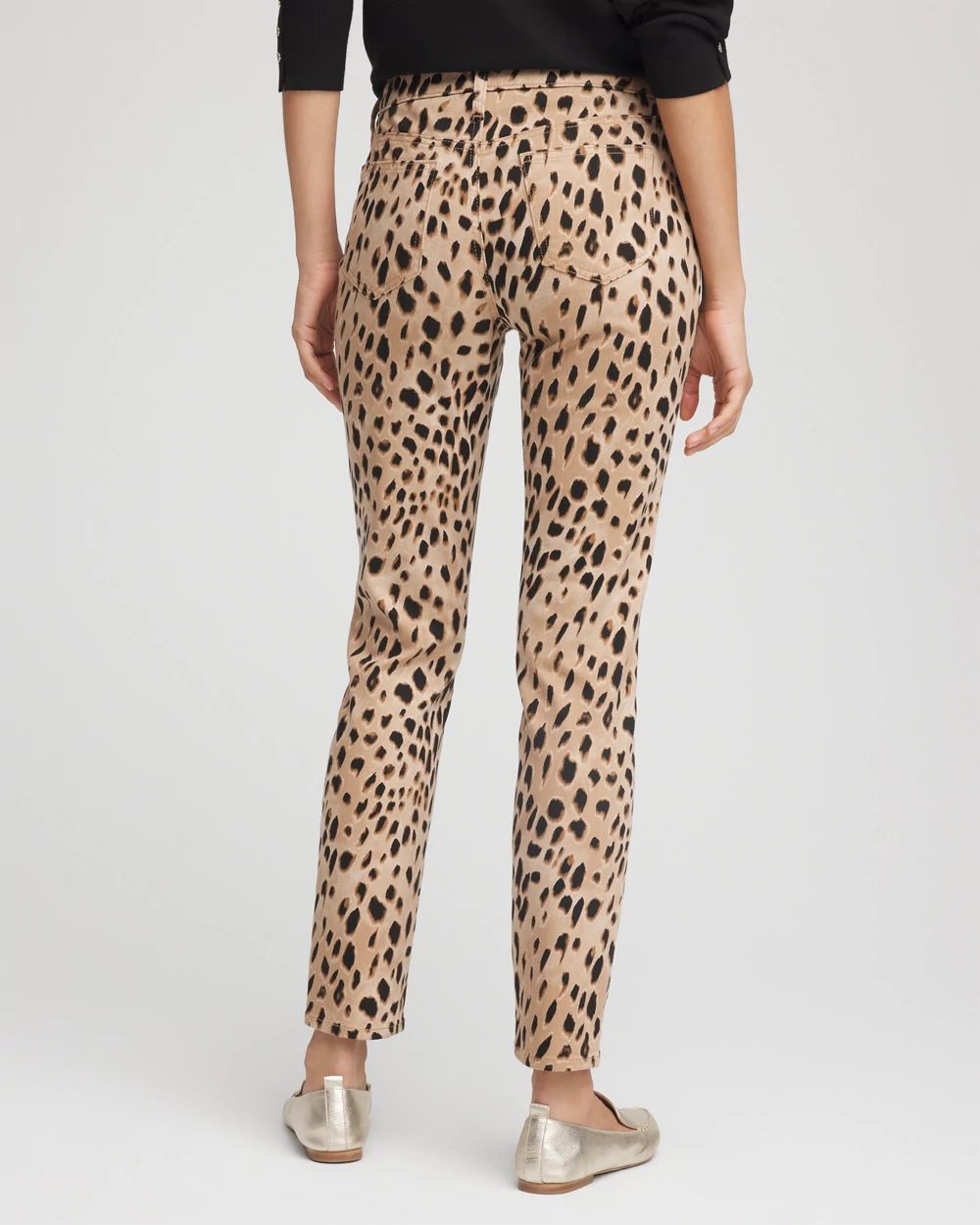 Animal-Print Girlfriend Slim-Ankle Jeans