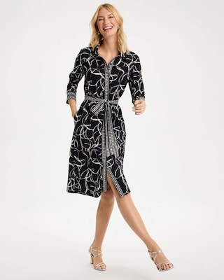 Ponte Printed Shirtdress click to view larger image.