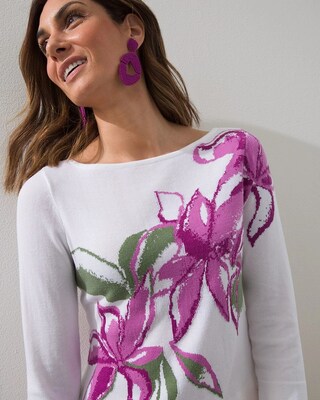 3/4 Floral Intarsia Sweater