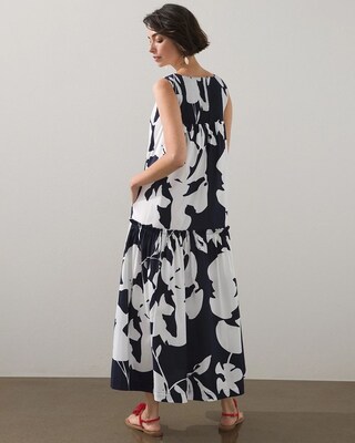 Print Trapeze Smocked Maxi Dress