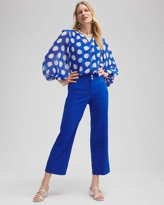 Trapunto Wide Leg Cropped Pants click to view larger image.