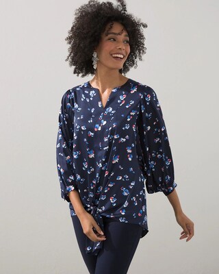 Satin Animal Print Tie Front Top