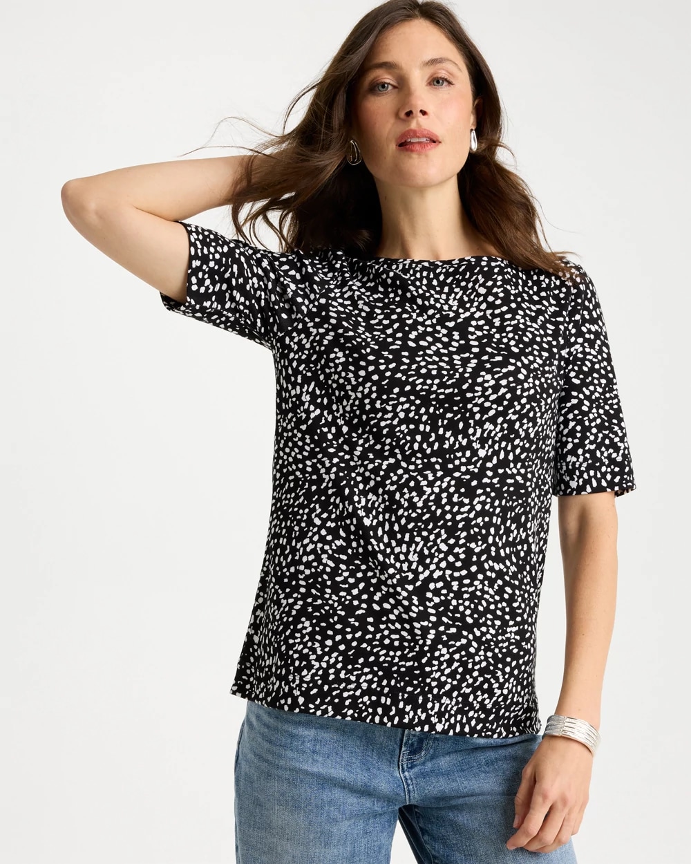 Printed Pima Elbow Sleeve Tee, photo 1 of 5