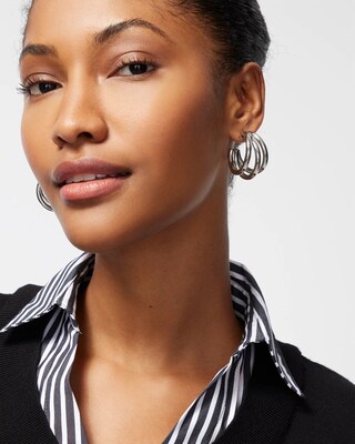 Silver Tone Triple Hoops