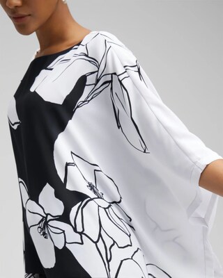Black and White Floral Poncho
