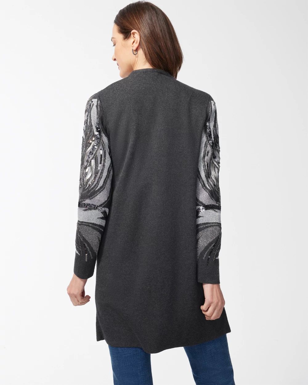 Embellished Jacquard Cardigan Sweater click to view larger image.