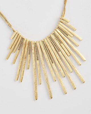 Brushed Gold Tone Bib Necklace