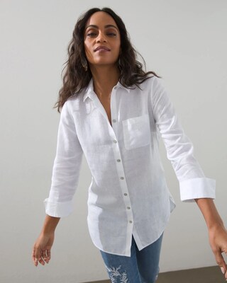 No-Iron White Linen Tunic