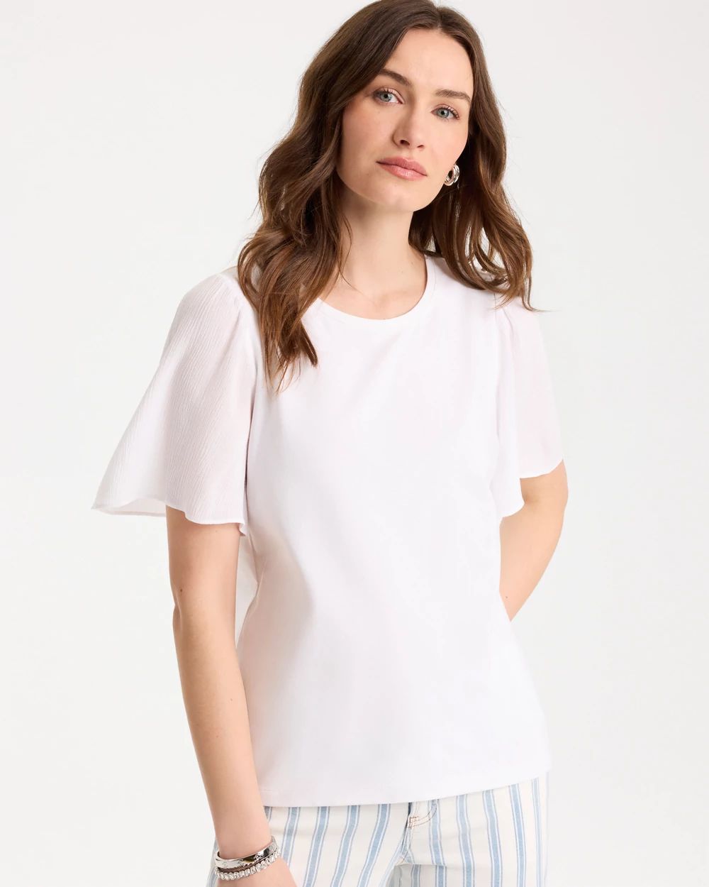 Gauze Sleeve Soft-Stretch Tee